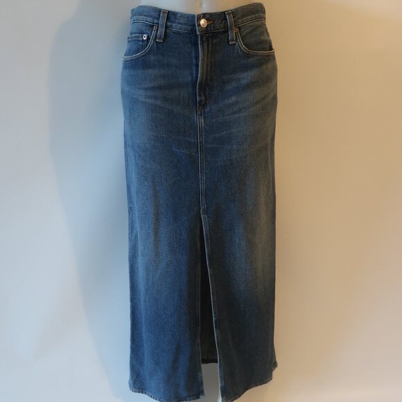 NWT Womens Agolde Blue Long Maxi Denim Leif Skirt 25 * - Picture 3 of 13